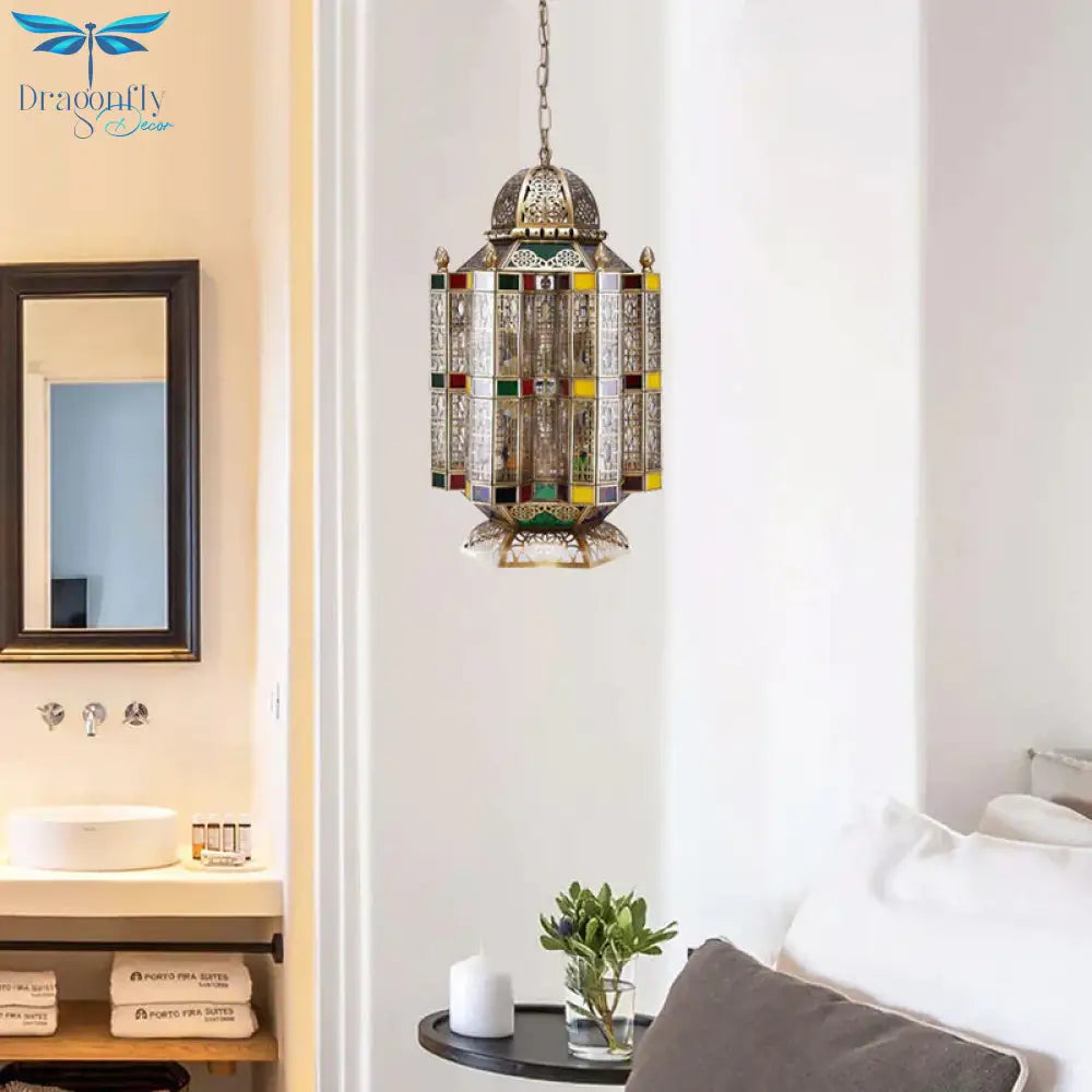 Geometric Restaurant Hanging Pendant Art Deco Metal 6 - Light Brass Chandelier Lighting Fixture