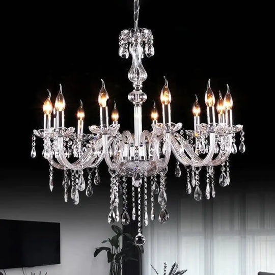 Glam Candle - Style Curving Arm Chandelier Crystal Strands In Chrome Finish 12 /