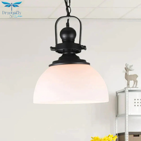 Glass Pot Shaped Suspension Lamp Industrial 1 - Light Bistro Bar Pendant Lighting In Black