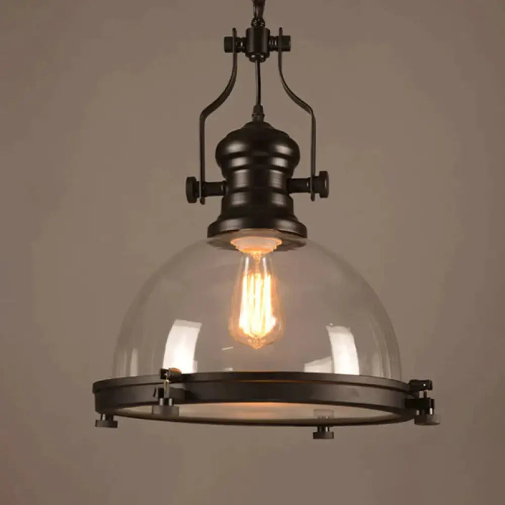 Glass Pot Shaped Suspension Lamp Industrial 1 - Light Bistro Bar Pendant Lighting In Black /