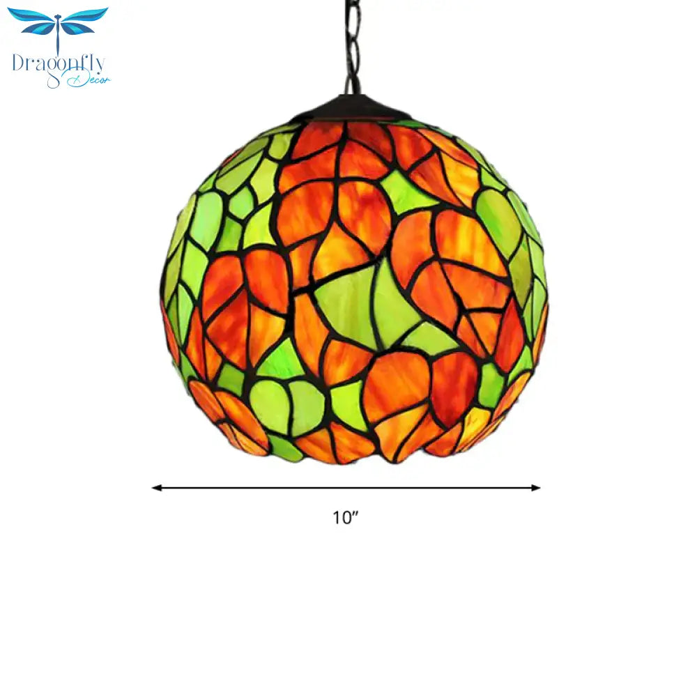 Global Pendant Light Tiffany - Style Stained Glass Antique Bronze 1 Head Ceiling Hanging