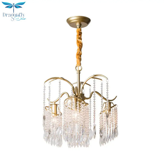 Gold 4/7/9 Lights Chandelier Lighting Fixture Simple Crystal Round Suspension Lamp For Living Room