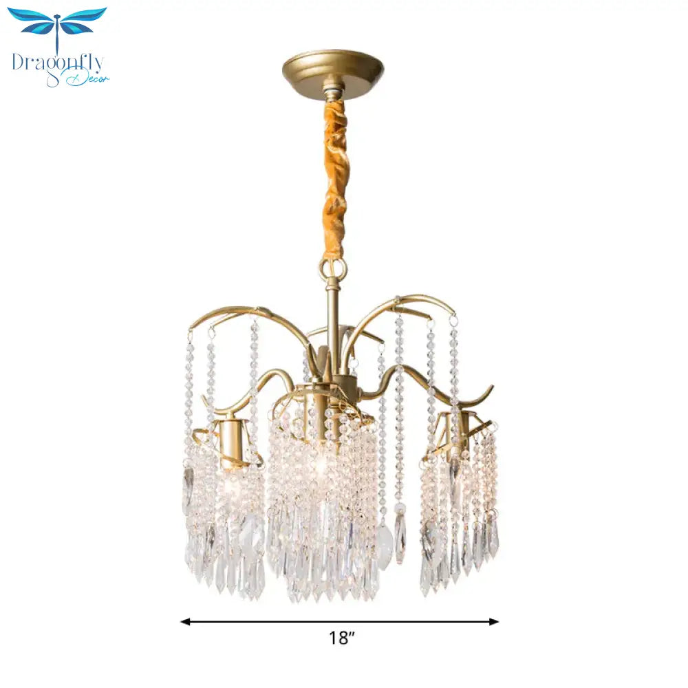 Gold 4/7/9 Lights Chandelier Lighting Fixture Simple Crystal Round Suspension Lamp For Living Room