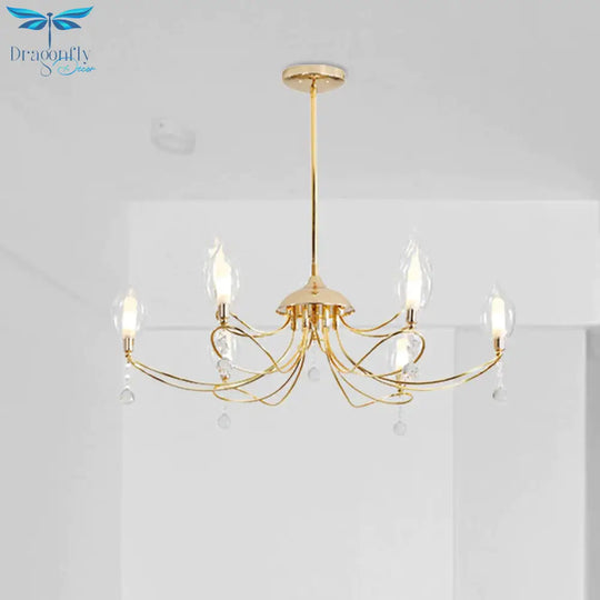 Gold Curved Arm Chandelier Lamp Modernist 9/15/18 Heads Metal Ceiling Pendant Light For Living Room