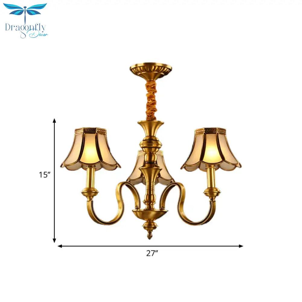 Gold Finish Radial Ceiling Suspension Lamp Colonialism Metal 3/5/6 Heads Living Room Pendant