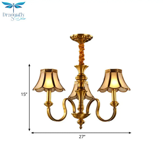Gold Finish Radial Ceiling Suspension Lamp Colonialism Metal 3/5/6 Heads Living Room Pendant