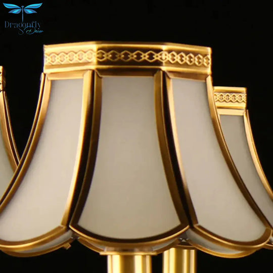 Gold Finish Radial Ceiling Suspension Lamp Colonialism Metal 3/5/6 Heads Living Room Pendant