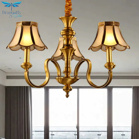 Gold Finish Radial Ceiling Suspension Lamp Colonialism Metal 3/5/6 Heads Living Room Pendant