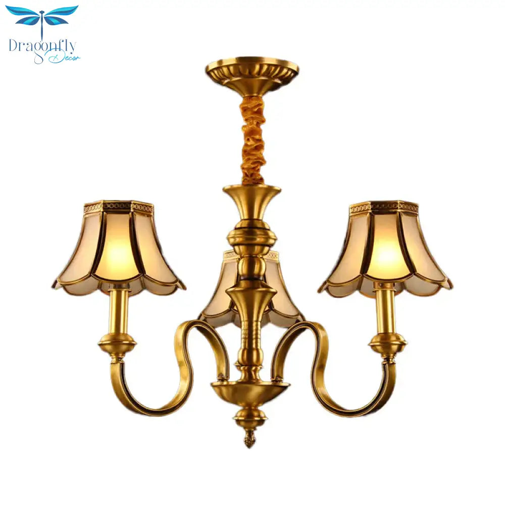 Gold Finish Radial Ceiling Suspension Lamp Colonialism Metal 3/5/6 Heads Living Room Pendant