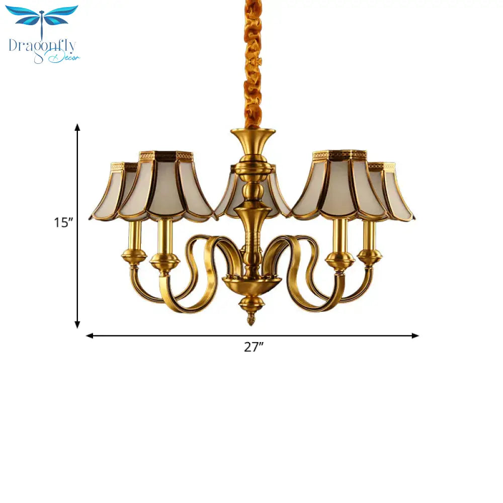Gold Finish Radial Ceiling Suspension Lamp Colonialism Metal 3/5/6 Heads Living Room Pendant
