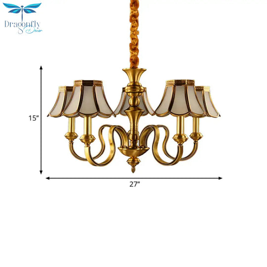 Gold Finish Radial Ceiling Suspension Lamp Colonialism Metal 3/5/6 Heads Living Room Pendant