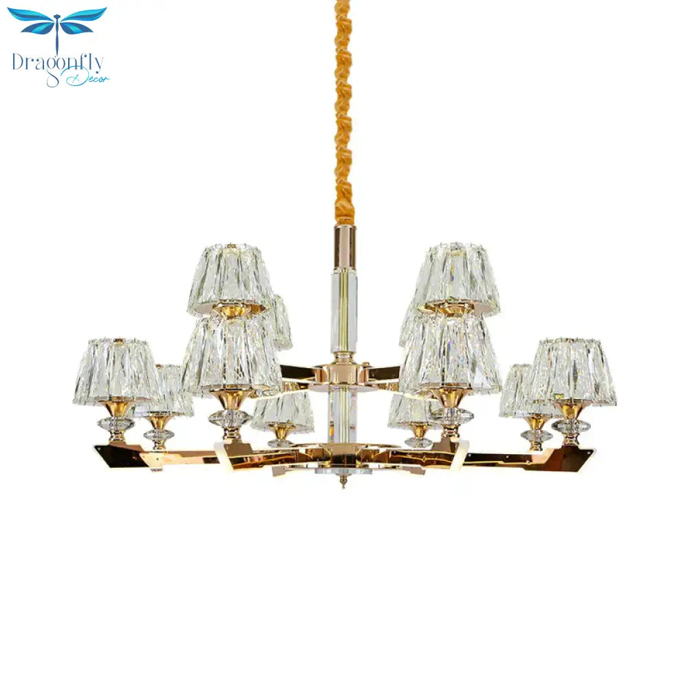 Gold Sputnik Hanging Ceiling Light Postmodern Crystal Block 6/8/12 Heads Living Room Pendant