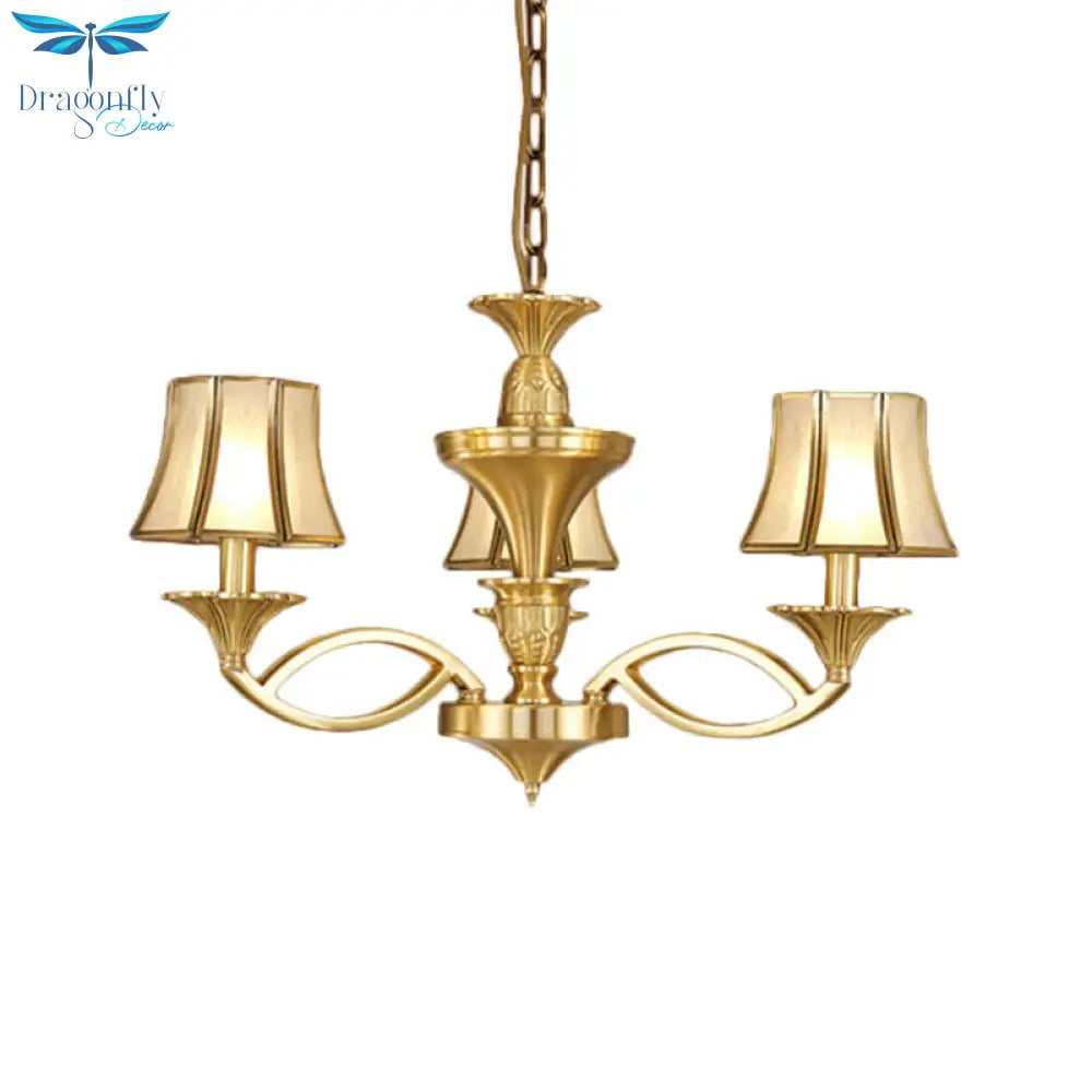 Gold Starburst Chandelier Lamp Colony Metal 3/6/8 Heads Pendant Ceiling Light With Flared Opal