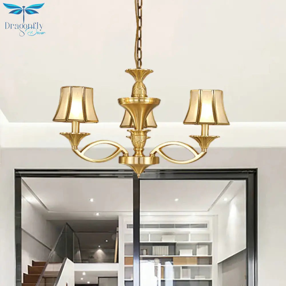 Gold Starburst Chandelier Lamp Colony Metal 3/6/8 Heads Pendant Ceiling Light With Flared Opal
