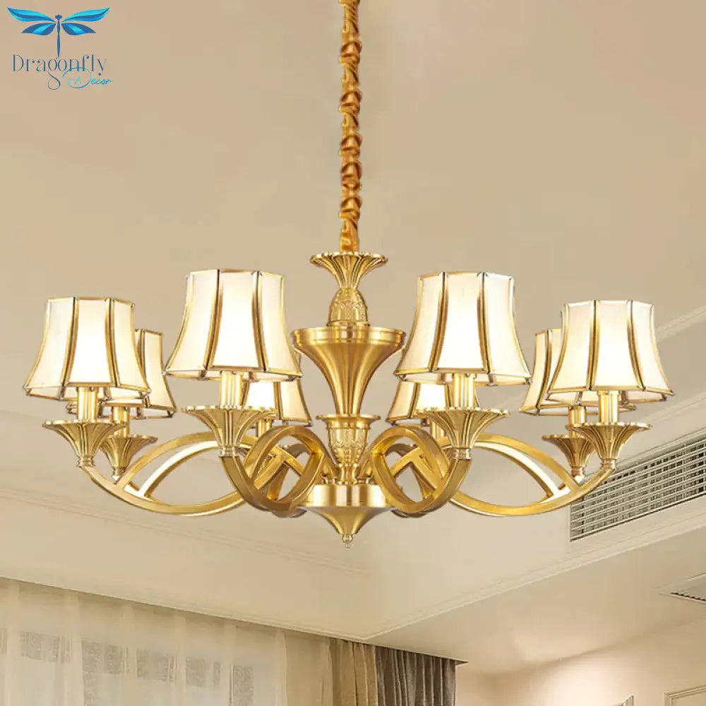 Gold Starburst Chandelier Lamp Colony Metal 3/6/8 Heads Pendant Ceiling Light With Flared Opal