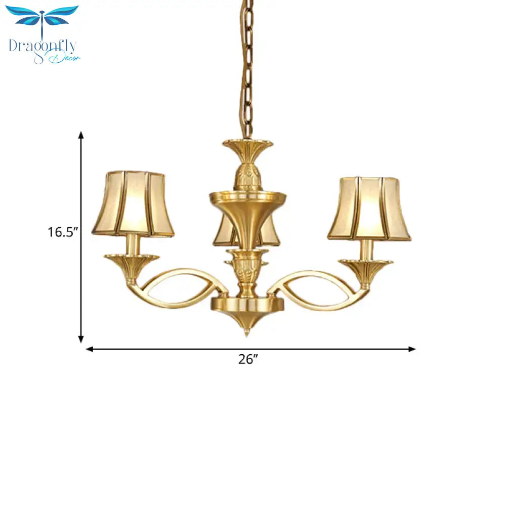 Gold Starburst Chandelier Lamp Colony Metal 3/6/8 Heads Pendant Ceiling Light With Flared Opal
