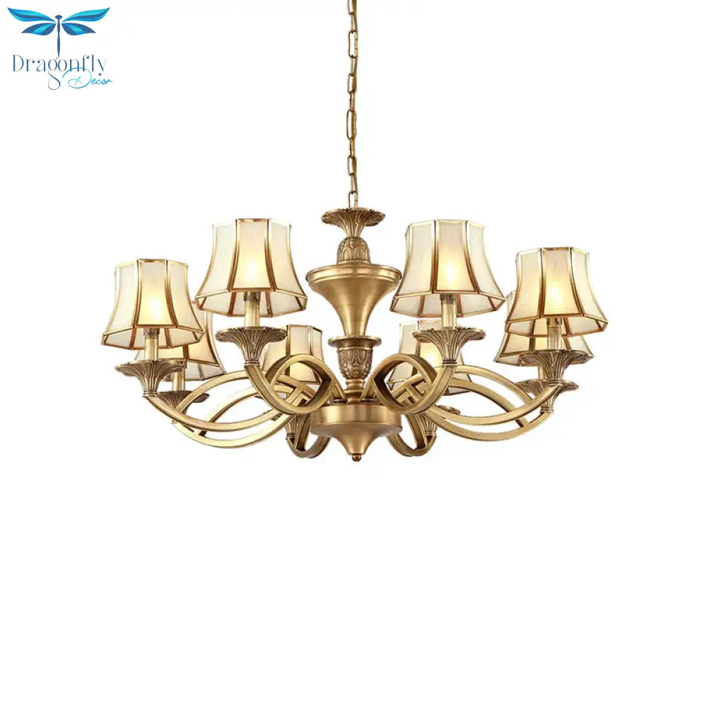 Gold Starburst Chandelier Lamp Colony Metal 3/6/8 Heads Pendant Ceiling Light With Flared Opal