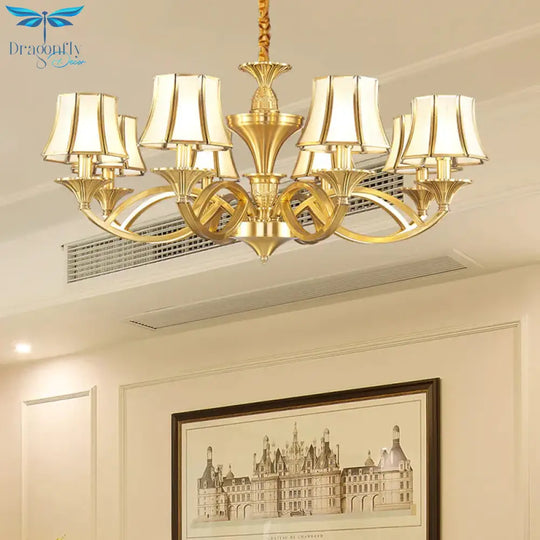 Gold Starburst Chandelier Lamp Colony Metal 3/6/8 Heads Pendant Ceiling Light With Flared Opal