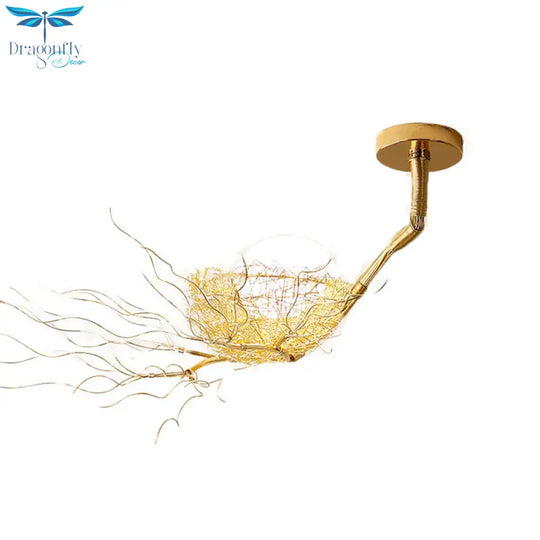 Golden Pendant Light Fixture With Egg Matte White Glass Shade