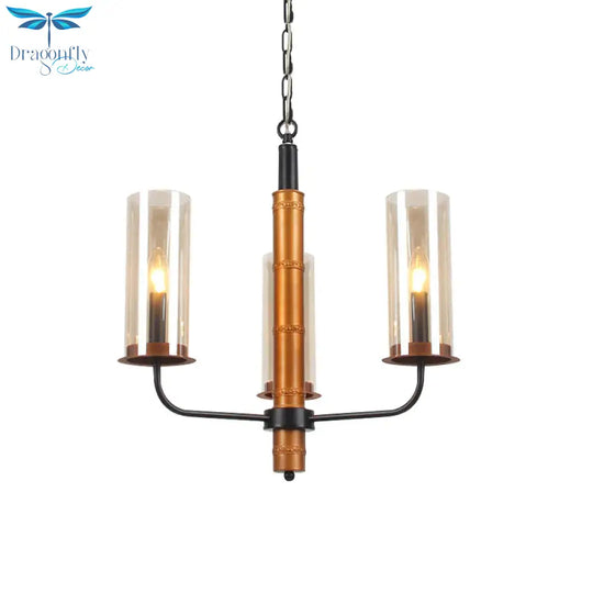 Grey Glass Tubular Chandelier Lighting Modernist 3/5/6 Lights Living Room Pendant Lamp Kit In Gold