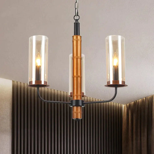 Grey Glass Tubular Chandelier Lighting Modernist 3/5/6 Lights Living Room Pendant Lamp Kit In Gold