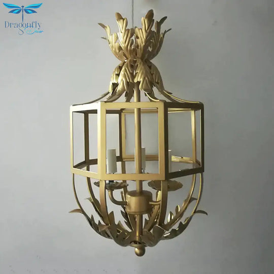Grey/White/Gold Bird Cage Chandelier Lighting Rustic Metal 3 Bulbs Pendant Light Fixture For Living