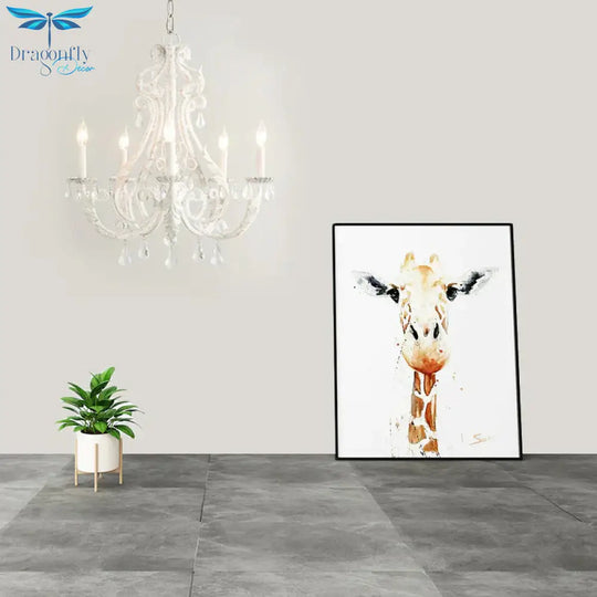 Grey/White Spur Chandelier Modern 5/6 Heads Crystal Ceiling Pendant Light For Living Room