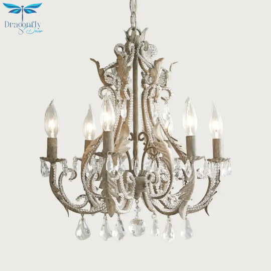 Grey/White Spur Chandelier Modern 5/6 Heads Crystal Ceiling Pendant Light For Living Room