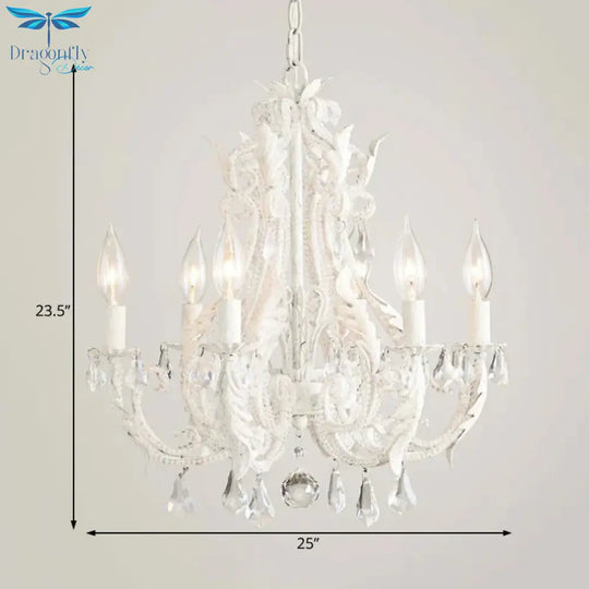 Grey/White Spur Chandelier Modern 5/6 Heads Crystal Ceiling Pendant Light For Living Room