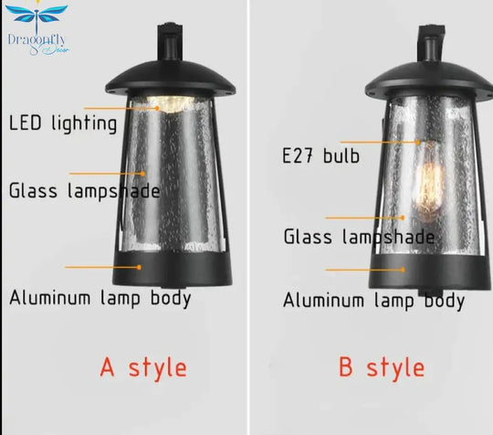 Ip68 Waterproof Outdoor Led Wall Lighting Industrial Aluminum Black Lamp For Garden Porch Sconce