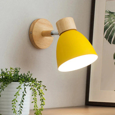 Wooden Reading Wall Lamp with Metal Accent