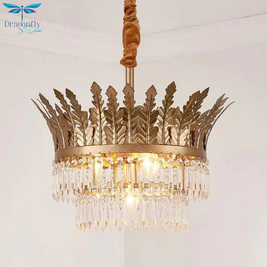 K9 Crystal 2 - Tier Hanging Chandelier Traditional 3/4 Lights Gold/Antique Bronze Ceiling Lamp For