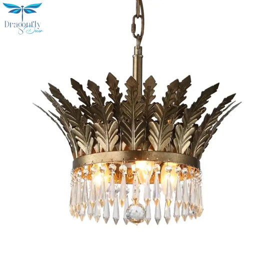 K9 Crystal 2 - Tier Hanging Chandelier Traditional 3/4 Lights Gold/Antique Bronze Ceiling Lamp For