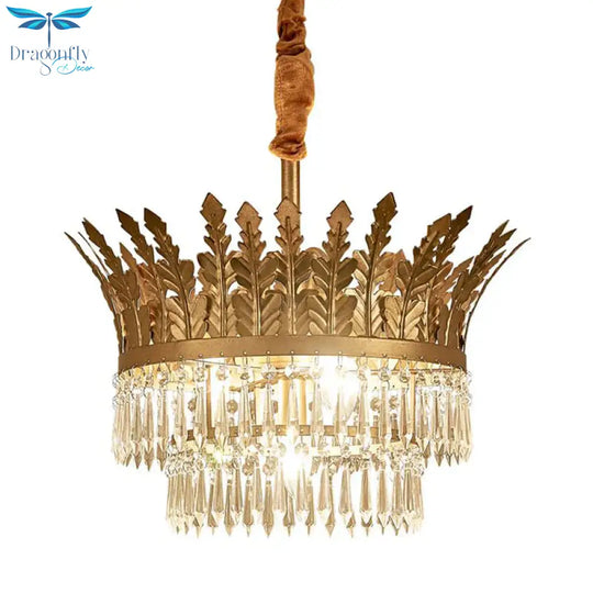 K9 Crystal 2 - Tier Hanging Chandelier Traditional 3/4 Lights Gold/Antique Bronze Ceiling Lamp For