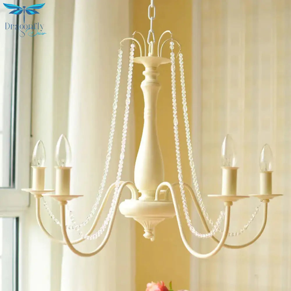 K9 Crystal Ivory Hanging Chandelier Scrolled Arm 5 Lights Traditionalism Down Lighting Pendant For