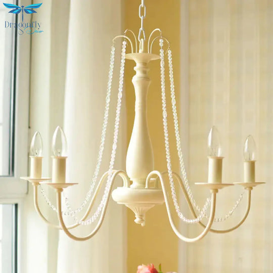 K9 Crystal Ivory Hanging Chandelier Scrolled Arm 5 Lights Traditionalism Down Lighting Pendant For