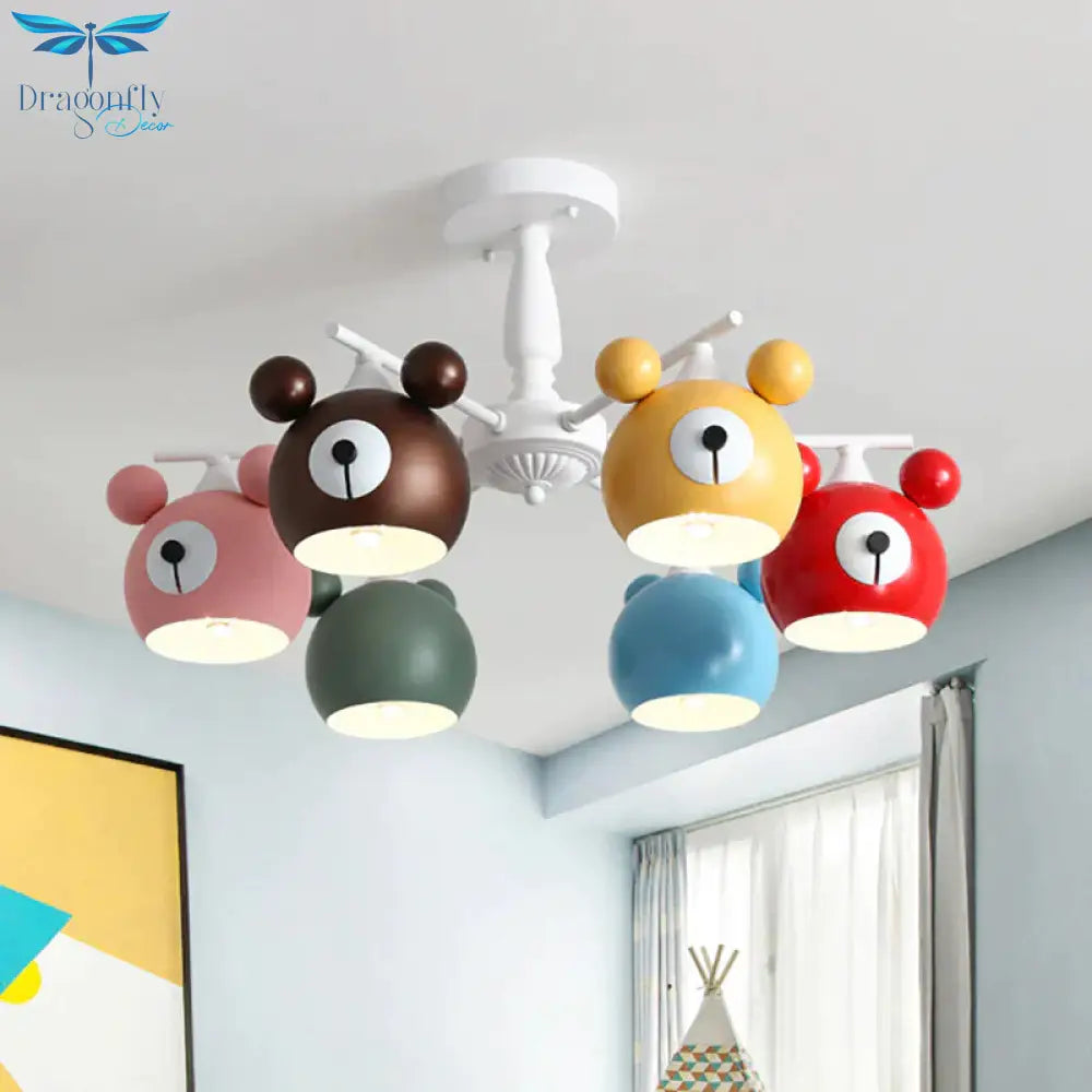 Kid Bedroom Animal Pendant Lighting Metal Cartoon Multi Color Hanging Ornaments