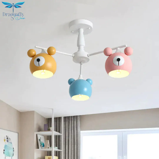 Kid Bedroom Animal Pendant Lighting Metal Cartoon Multi Color Hanging Ornaments