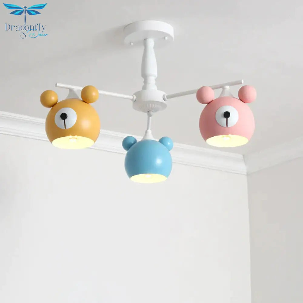 Kid Bedroom Animal Pendant Lighting Metal Cartoon Multi Color Hanging Ornaments