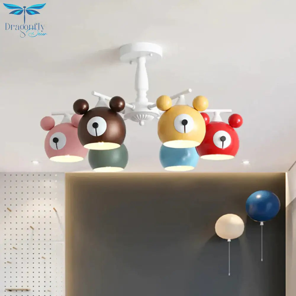 Kid Bedroom Animal Pendant Lighting Metal Cartoon Multi Color Hanging Ornaments
