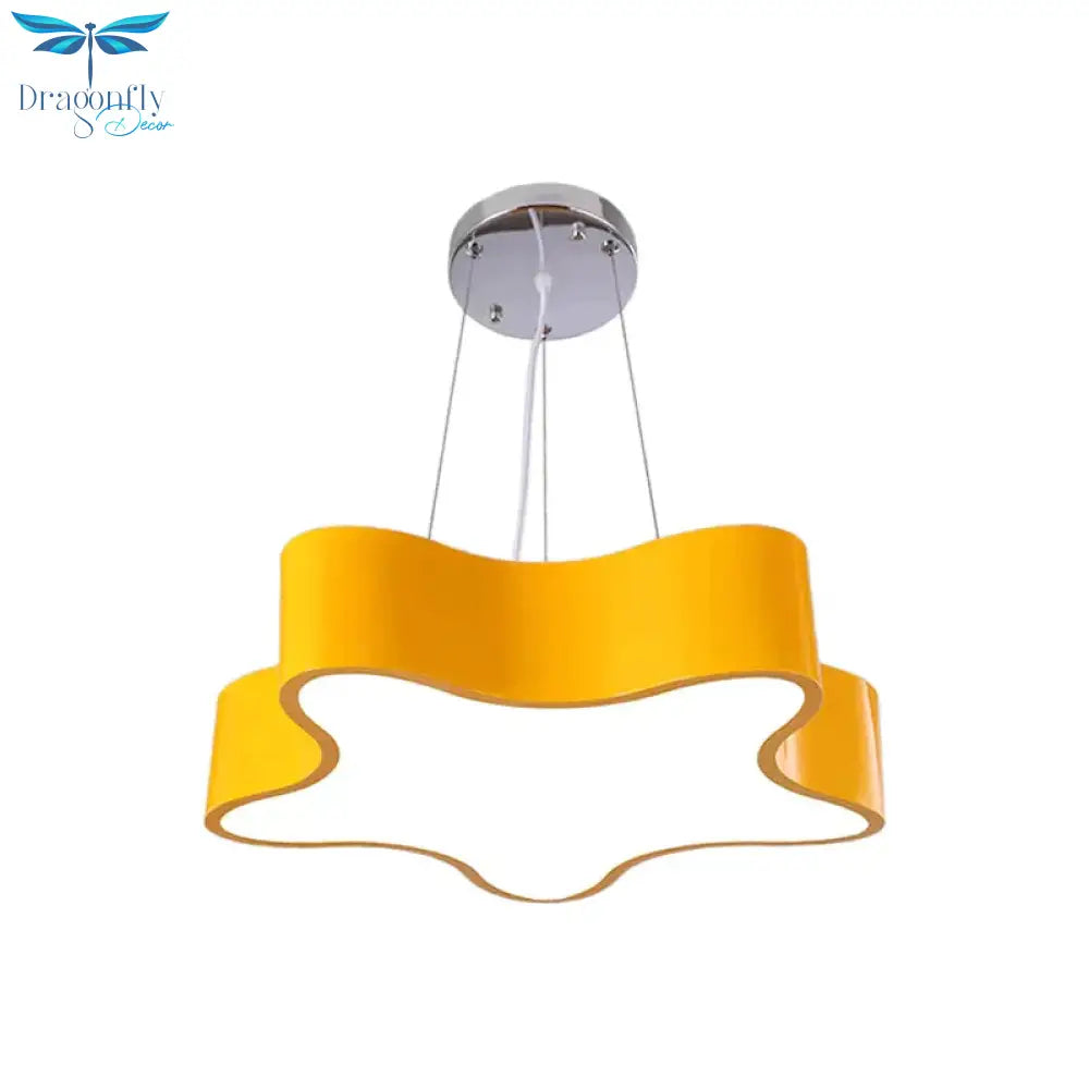 Kids Led Pendant Light Kit With Acrylic Shade Red/Yellow/Blue Star Hanging Chandelier For Bedroom