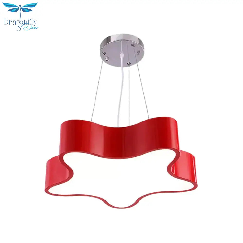 Kids Led Pendant Light Kit With Acrylic Shade Red/Yellow/Blue Star Hanging Chandelier For Bedroom
