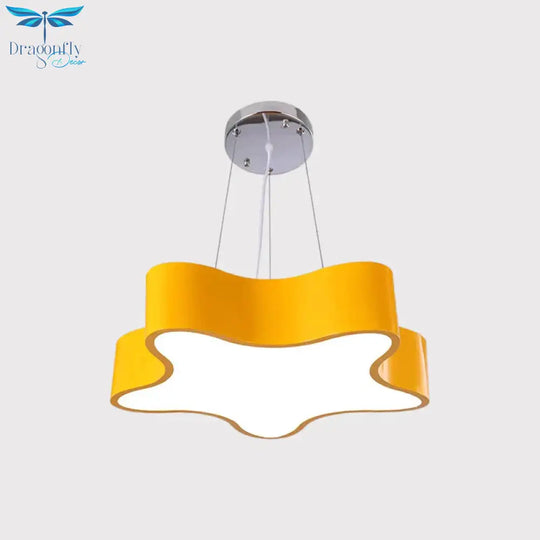 Kids Led Pendant Light Kit With Acrylic Shade Red/Yellow/Blue Star Hanging Chandelier For Bedroom