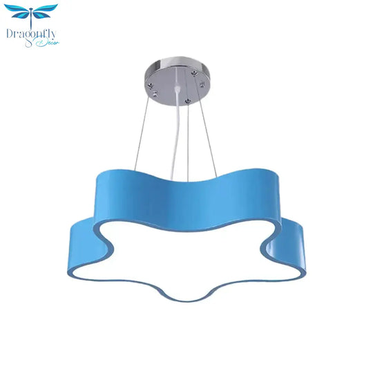 Kids Led Pendant Light Kit With Acrylic Shade Red/Yellow/Blue Star Hanging Chandelier For Bedroom