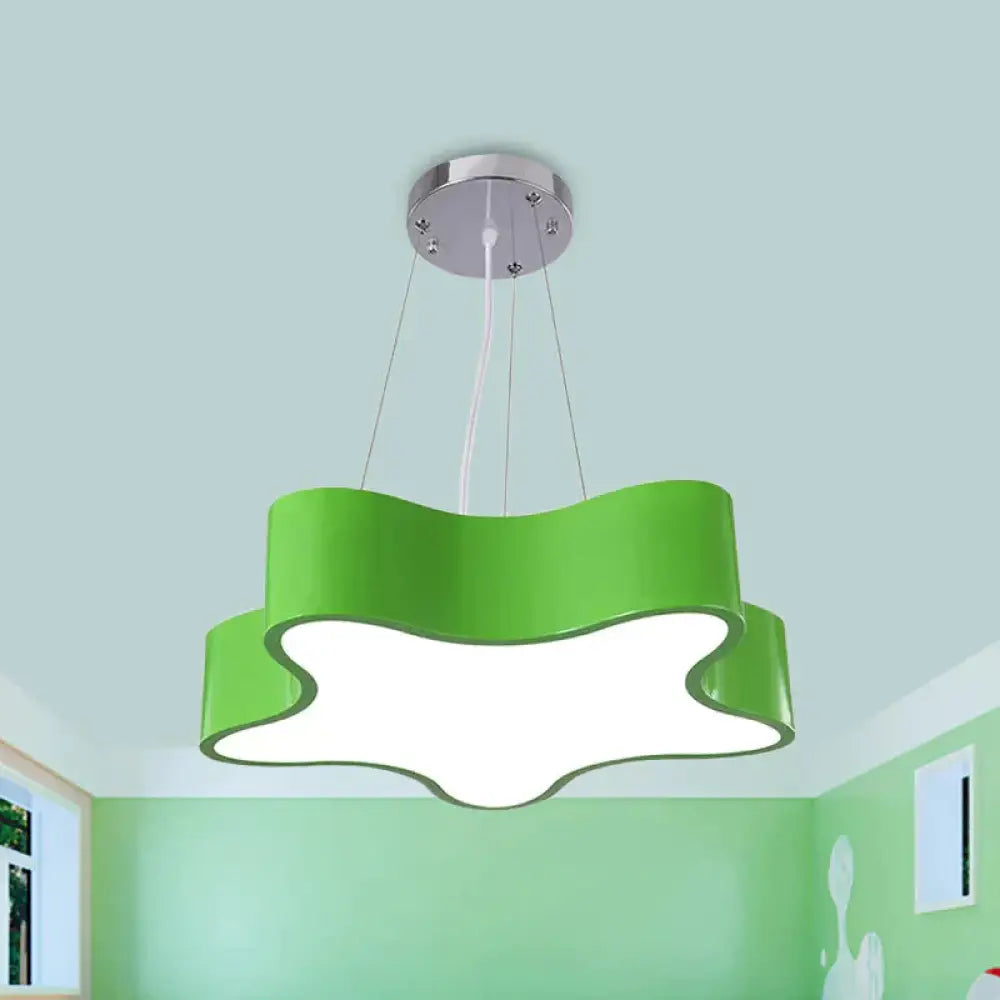 Kids Led Pendant Light Kit With Acrylic Shade Red/Yellow/Blue Star Hanging Chandelier For Bedroom
