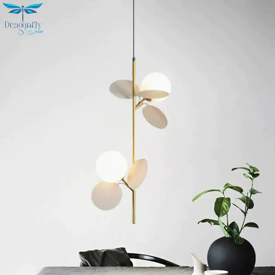 Kids Sphere Chandelier Lighting Frosted Glass 2 Heads Bedside Branch Hanging Lamp In