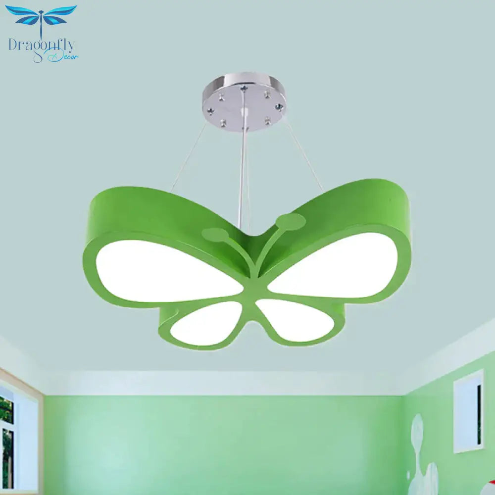 Kids Style Butterfly Chandelier Light Acrylic Led Hallway Ceiling Hang Fixture In Red/Blue/Yellow