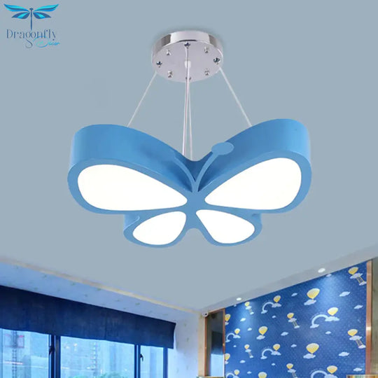 Kids Style Butterfly Chandelier Light Acrylic Led Hallway Ceiling Hang Fixture In Red/Blue/Yellow