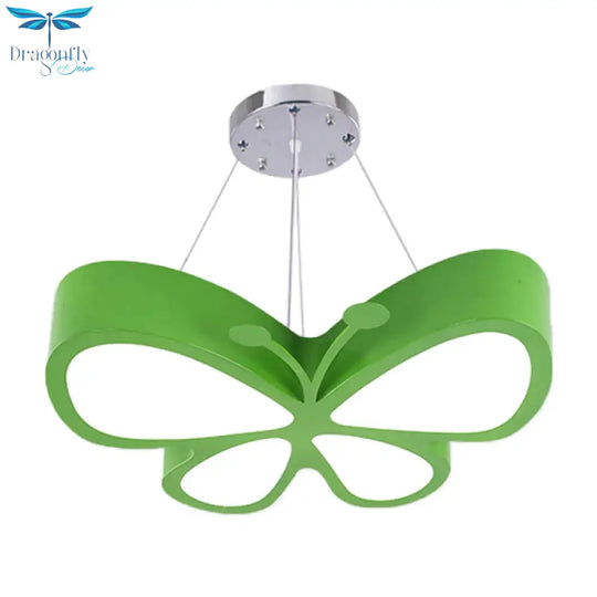 Kids Style Butterfly Chandelier Light Acrylic Led Hallway Ceiling Hang Fixture In Red/Blue/Yellow