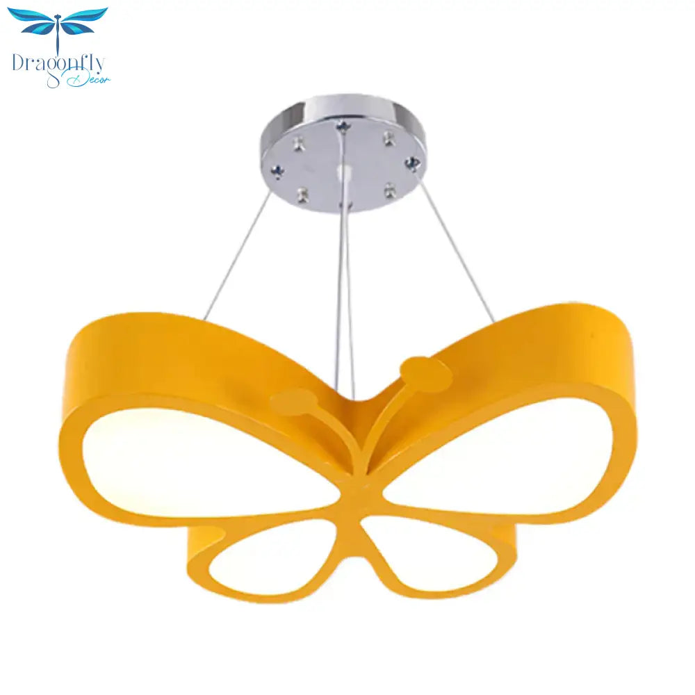 Kids Style Butterfly Chandelier Light Acrylic Led Hallway Ceiling Hang Fixture In Red/Blue/Yellow